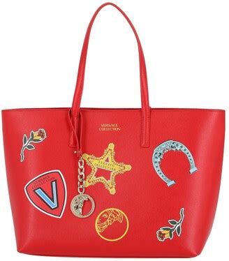 versace collection graphic printed saffiano leather tote